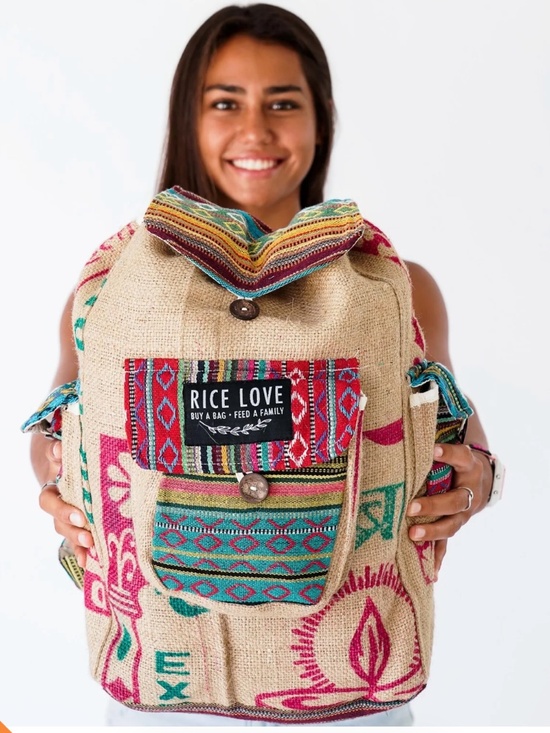 RICE LOVE Recycled Travel Backpack Agra - New